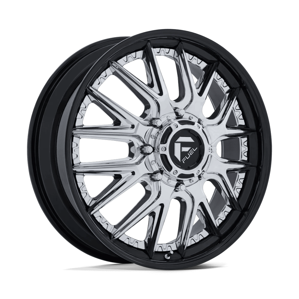 Fuel 1PC D407 CATALYST DUALLY 24x8.25 ET105 8x210 Chrome w/ Gloss Black Lip