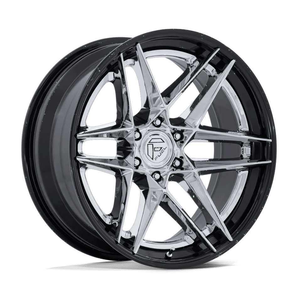 Fuel 1PC FC408 FLIGHT 22x10 ET-18 6x139.7 Chrome w/ Gloss Black Lip