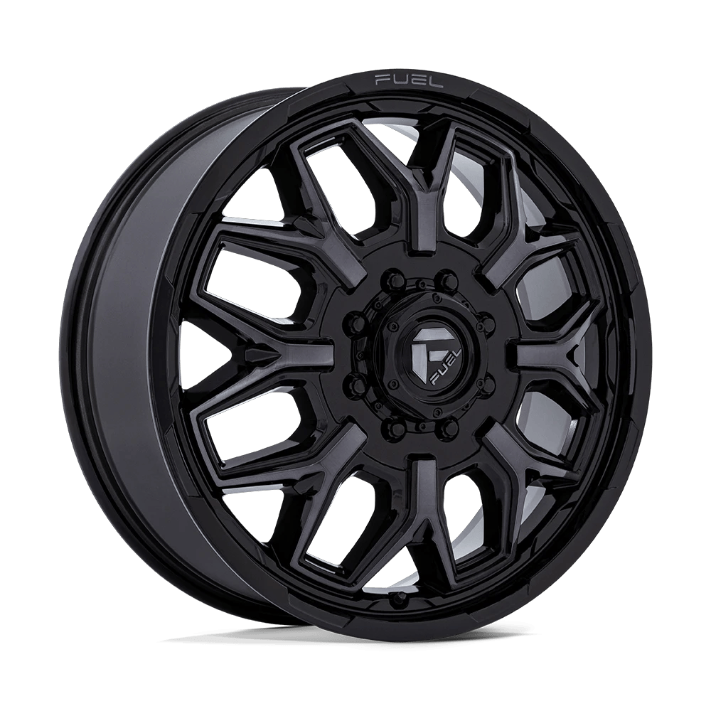 Fuel 1PC D875 FLUX DUALLY 20x8.25 ET104 8x200 Gloss Black Brushed Face w/ Gray Tint