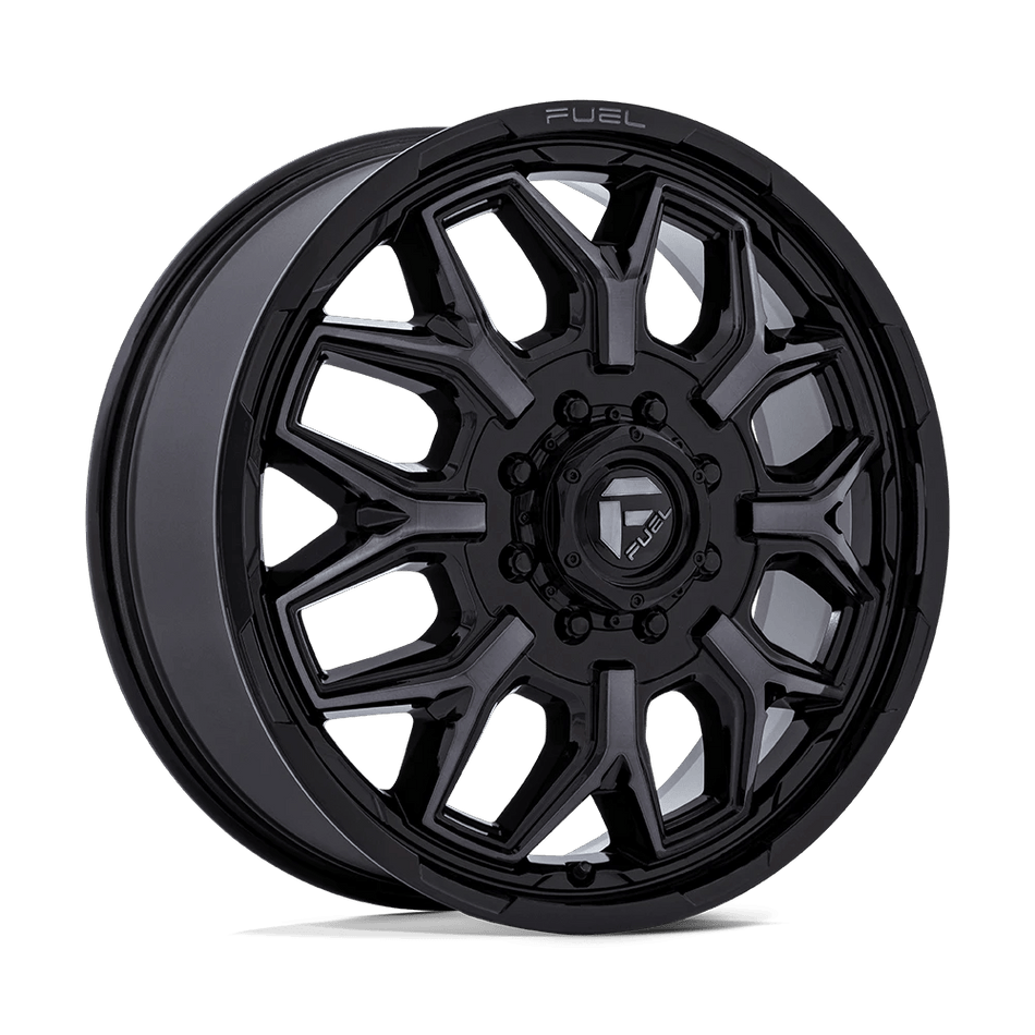 Fuel 1PC D875 FLUX DUALLY 20x8.25 ET104 8x210 Gloss Black Brushed Face w/ Gray Tint