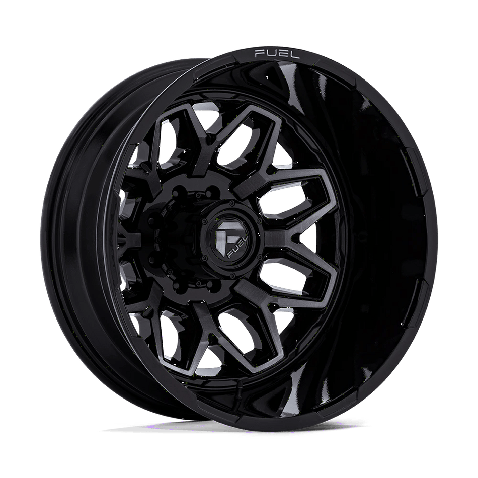 Fuel 1PC D875 FLUX DUALLY 22x8.25 ET-201 8x210 Gloss Black Brushed Face w/ Gray Tint