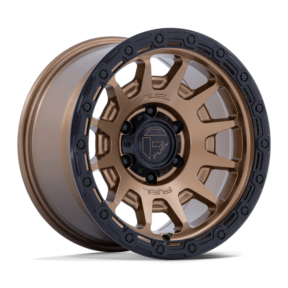 Fuel 1PC FC884 FORTRESS 17x8.5 ET25 6x120 Matte Bronze w/ Gloss Black Lip