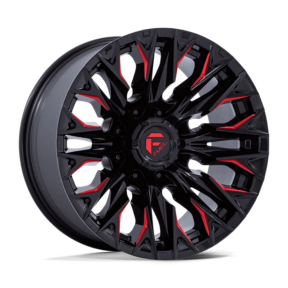 Fuel 1PC D823 FLAME 20x9 ET1 8x180 Gloss Black Milled w/ Candy Red