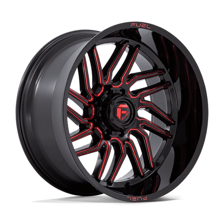 Fuel 1PC D808 HURRICANE 24x12 ET-44 8x165.1 Gloss Black Milled w/ Red Tint