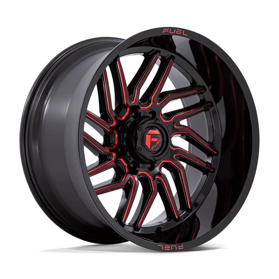 Fuel 1PC D808 HURRICANE 24x12 ET-44 8x165.1 Gloss Black Milled w/ Red Tint