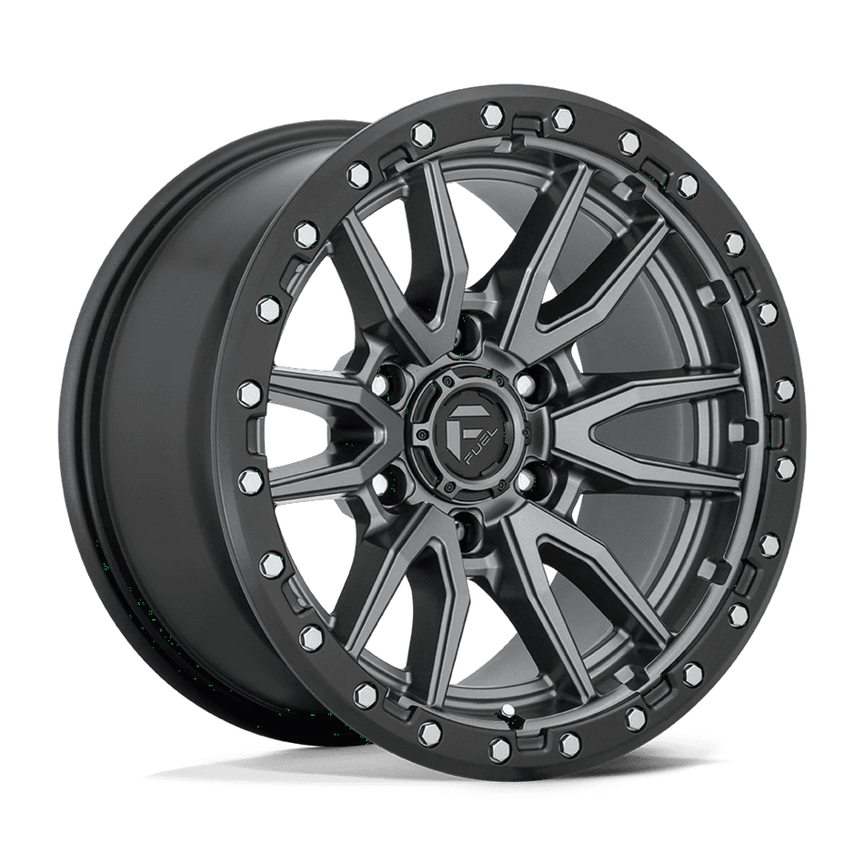 Fuel 1PC D680 REBEL 17x9 ET-12 6x139.7 Matte Gunmetal Black Bead Ring