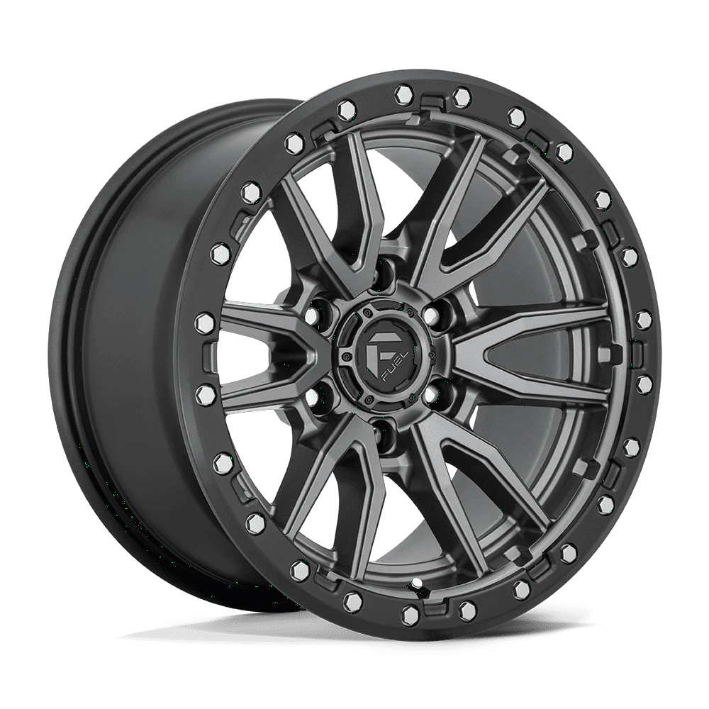 Fuel 1PC D680 REBEL 18x9 ET-12 6x139.7 Matte Gunmetal Black Bead Ring