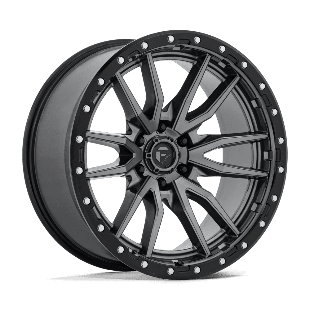 Fuel 1PC D680 REBEL 22x10 ET-13 6x139.7 Matte Gunmetal Black Bead Ring
