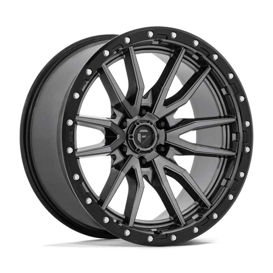 Fuel 1PC D680 REBEL 22x10 ET-13 6x139.7 Matte Gunmetal Black Bead Ring