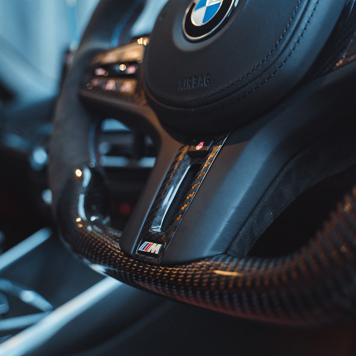 BMW Gxx M2,M3,M4 1,2,3,4 SERIES CARBON FIBRE / ALCANTARA LED FLAT BOTTOM STEERING WHEEL WITH HEATING-Accessories-CT CARBON-CT Carbon - High-quality carbon fiber and gloss black aerodynamic parts for premium sports and luxury vehicles.