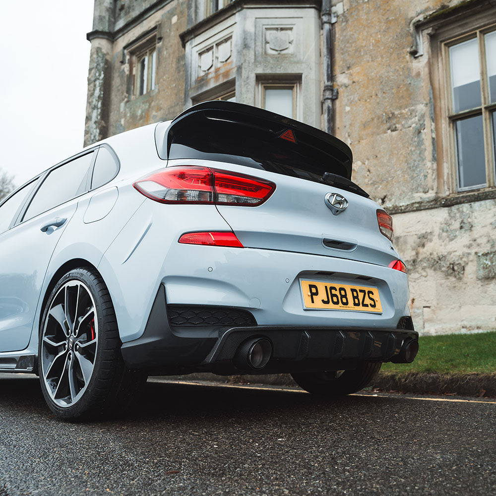HYUNDAI I30N CARBON FIBRE EXHAUST TIPS-Exhaust Tips-CT CARBON-CT Carbon - High-quality carbon fiber and gloss black aerodynamic parts for premium sports and luxury vehicles.