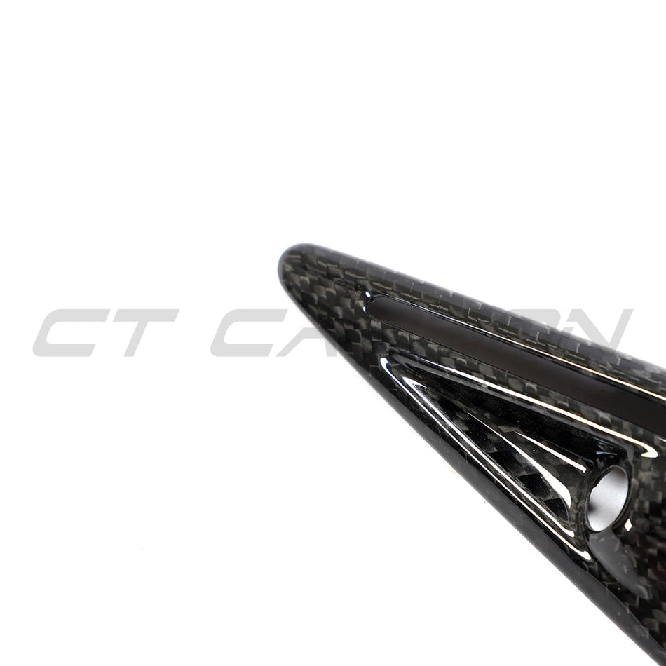 TESLA MODEL 3 2017-2023 CARBON FIBRE SIDE CAMERA COVER-Accessories-CT CARBON-CT Carbon - High-quality carbon fiber and gloss black aerodynamic parts for premium sports and luxury vehicles.