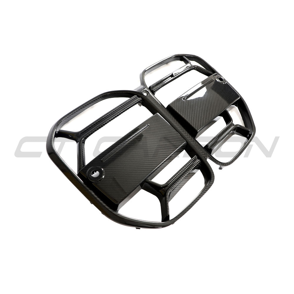 BMW 4 SERIES 2020+ G22/G23 CARBON FIBRE CSL GRILLE - WITHOUT ACC-Grille-CT CARBON-CT Carbon - High-quality carbon fiber and gloss black aerodynamic parts for premium sports and luxury vehicles.