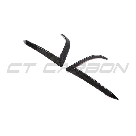 TESLA MODEL 3 2017-2023 CARBON FIBRE FRONT BUMPER CANARDS-Accessories-CT CARBON-CT Carbon - High-quality carbon fiber and gloss black aerodynamic parts for premium sports and luxury vehicles.
