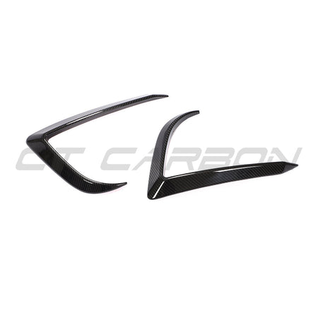 TESLA MODEL 3 2017-2023 CARBON FIBRE FRONT BUMPER CANARDS-Accessories-CT CARBON-CT Carbon - High-quality carbon fiber and gloss black aerodynamic parts for premium sports and luxury vehicles.
