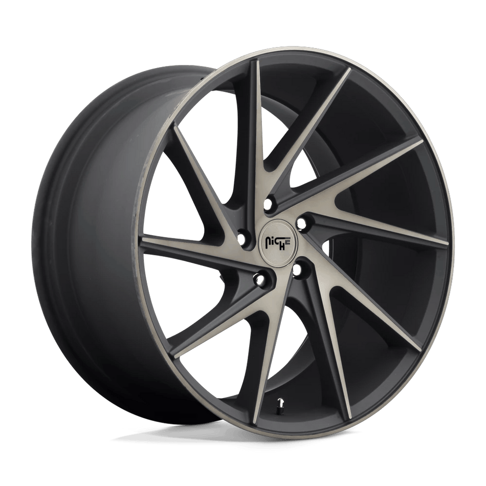 Niche 1PC M163 INVERT 20x10.5 ET45 5x114.3 Matte Black Machined Ring