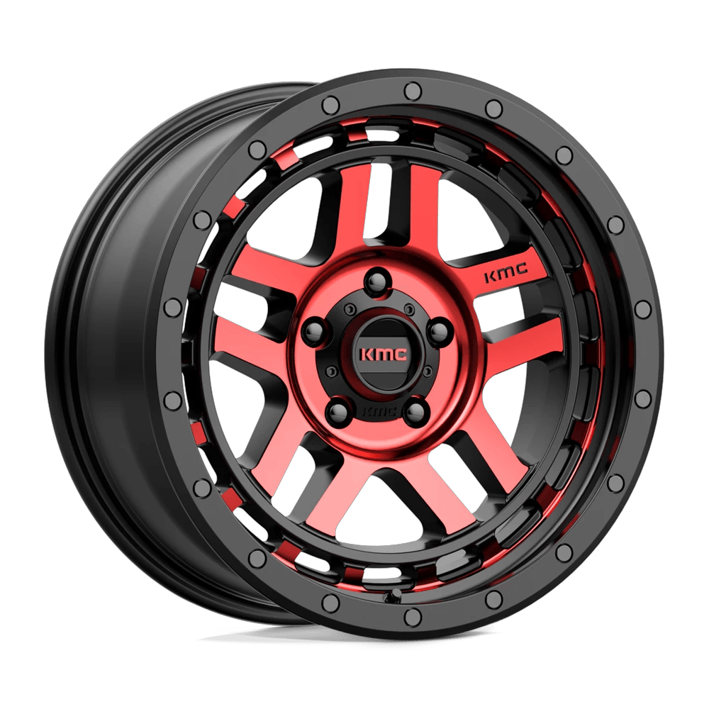 KMC KM540 RECON 18x8.5 ET0 5x127 Gloss Black Machined w/ Red Tint