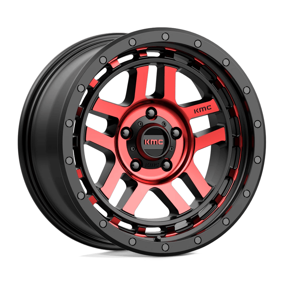 KMC KM540 RECON 18x8.5 ET0 5x127 Gloss Black Machined w/ Red Tint