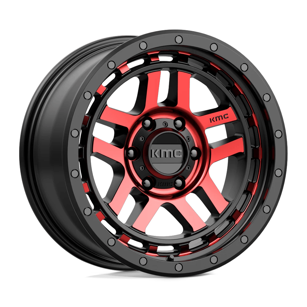 KMC KM540 RECON 18x8.5 ET0 6x139.7 Gloss Black Machined w/ Red Tint