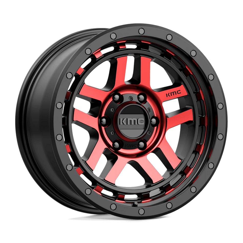 KMC KM540 RECON 18x8.5 ET0 6x139.7 Gloss Black Machined w/ Red Tint