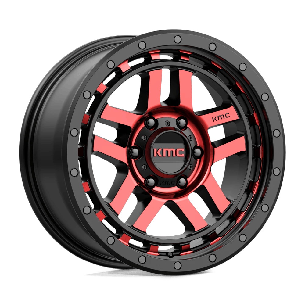 KMC KM540 RECON 18x8.5 ET18 6x139.7 Gloss Black Machined w/ Red Tint