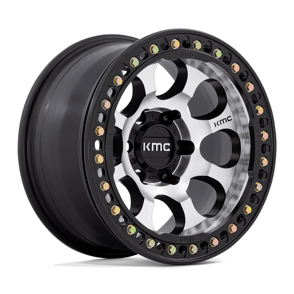KMC KM237 RIOT BEADLOCK 17x9 ET-38 5x127 Machined w/ Satin Black Windows & Ring