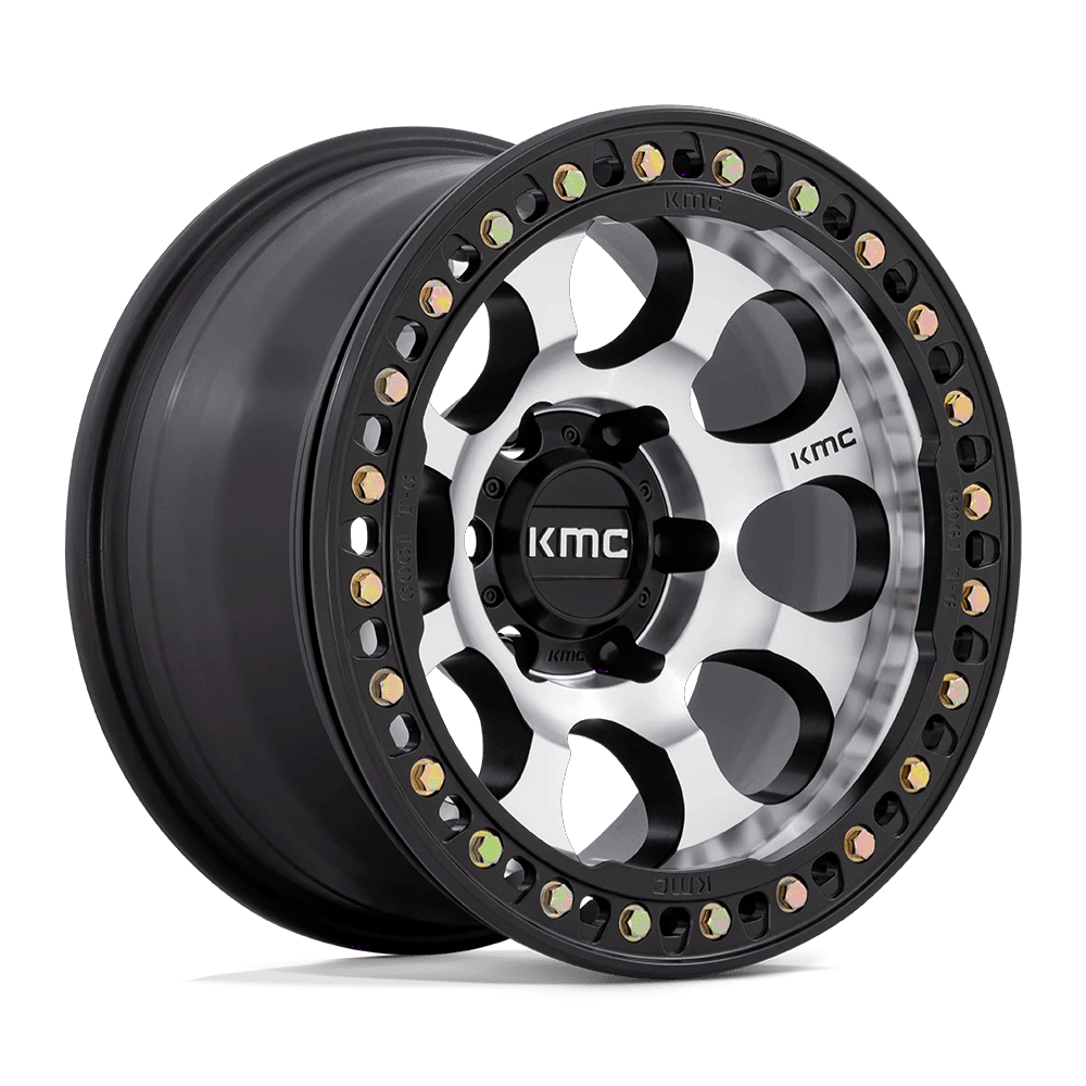 KMC KM237 RIOT BEADLOCK 17x9 ET-38 6x139.7 Machined w/ Satin Black Windows & Ring