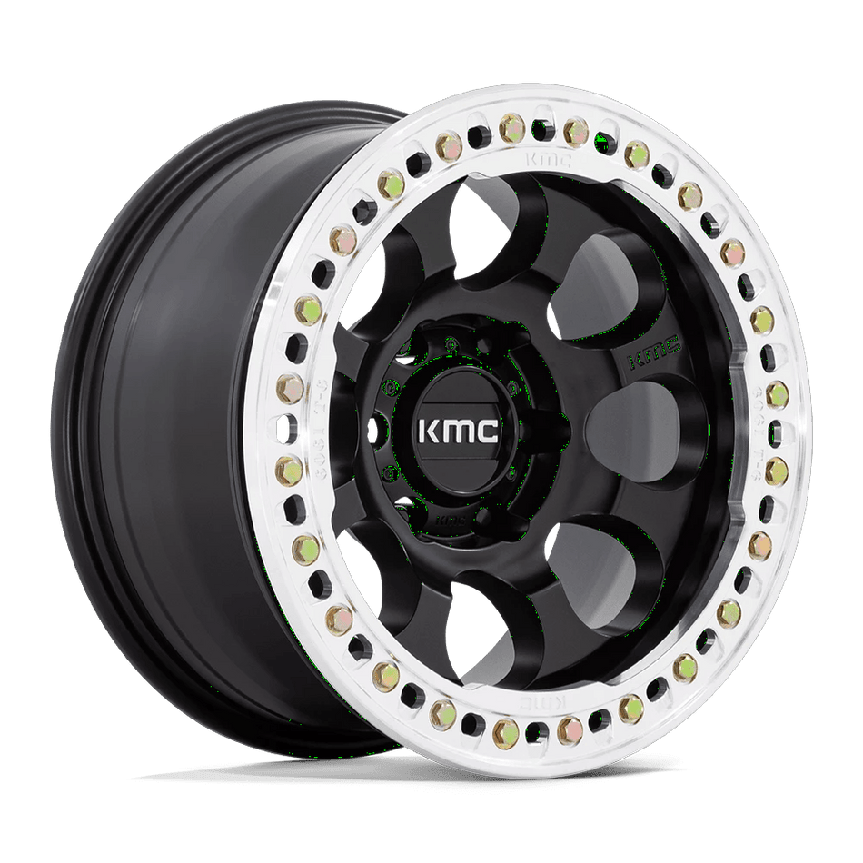 KMC KM237 RIOT BEADLOCK 17x8.5 ET0 6x139.7 Satin Black w/ Machined Ring
