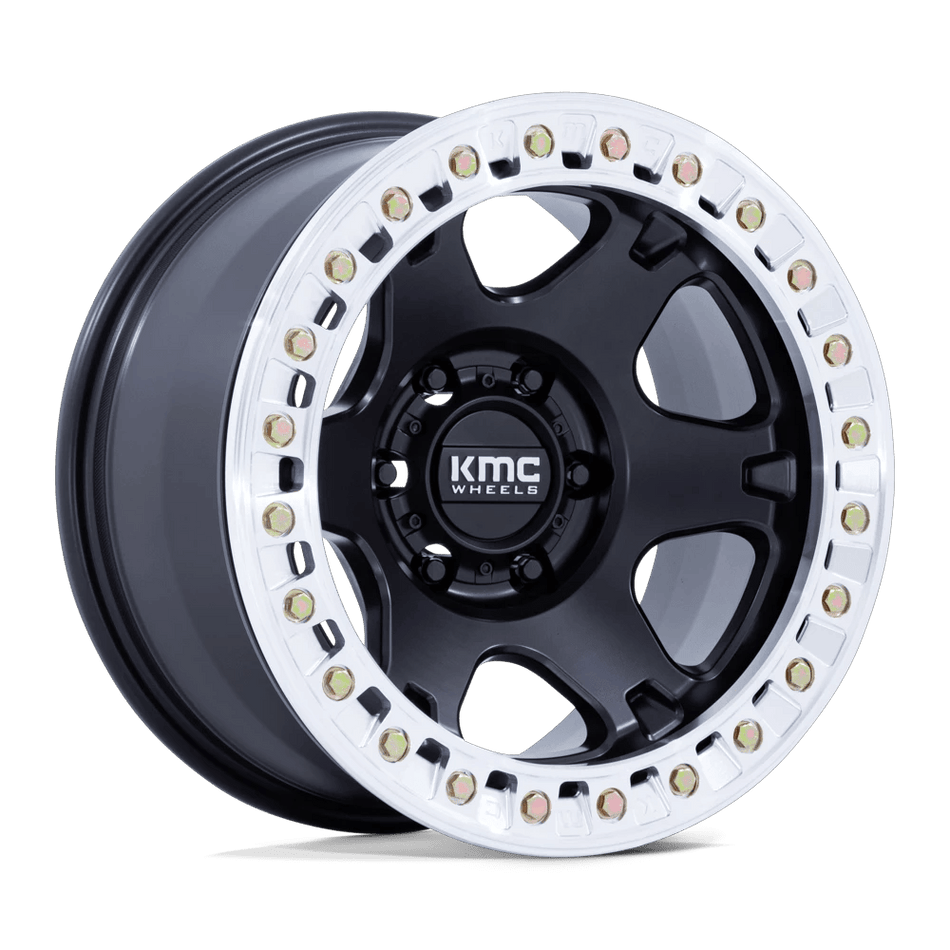 KMC KM238 VI BEADLOCK 17x9 ET-38 8x170 Satin Black w/ Machined Ring