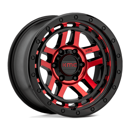 KMC KM540 RECON 17x9 ET-12 5x127 Gloss Black Machined w/ Red Tint