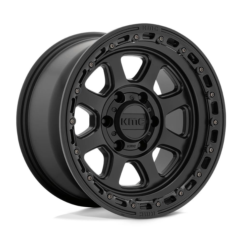 KMC KM548 CHASE 17x9 ET0 6x135 Satin Black w/ Gloss Black Lip
