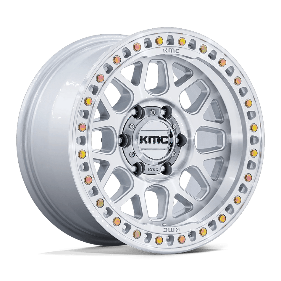 KMC KM549 GRS 17x9 ET18 5x150 Gloss Silver w/ Machined Face