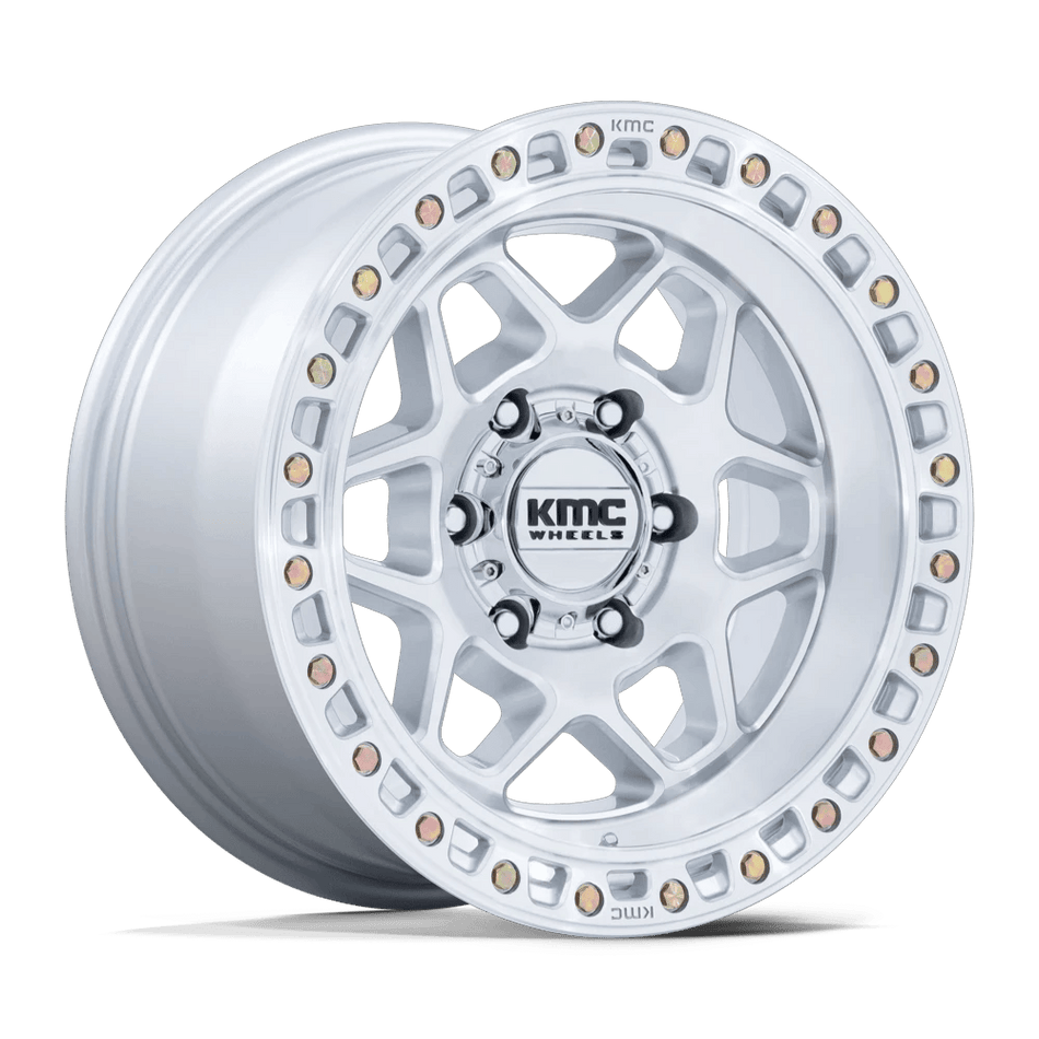 KMC KM553 TORX 17x8.5 ET25 6x120 Gloss Silver w/ Machined Face