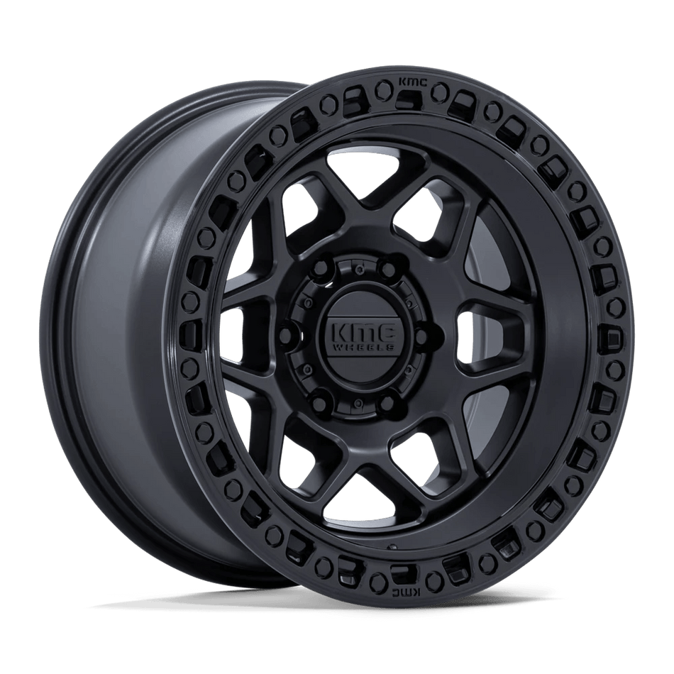 KMC KM553 TORX 17x8.5 ET0 6x114.3 Matte Black w/ Gloss Black Lip