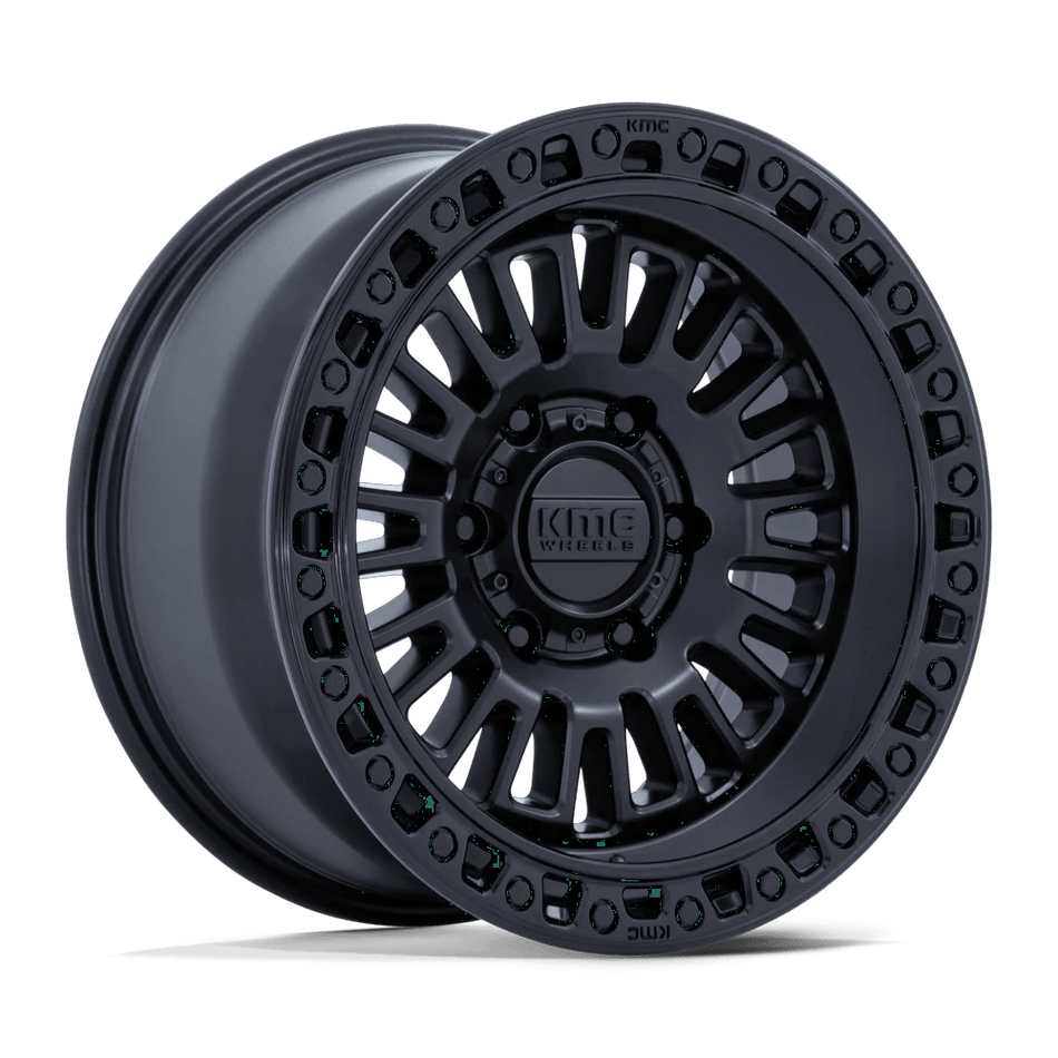 KMC KM554 AZTEC 17x8.5 ET0 6x114.3 Matte Black w/ Gloss Black Lip