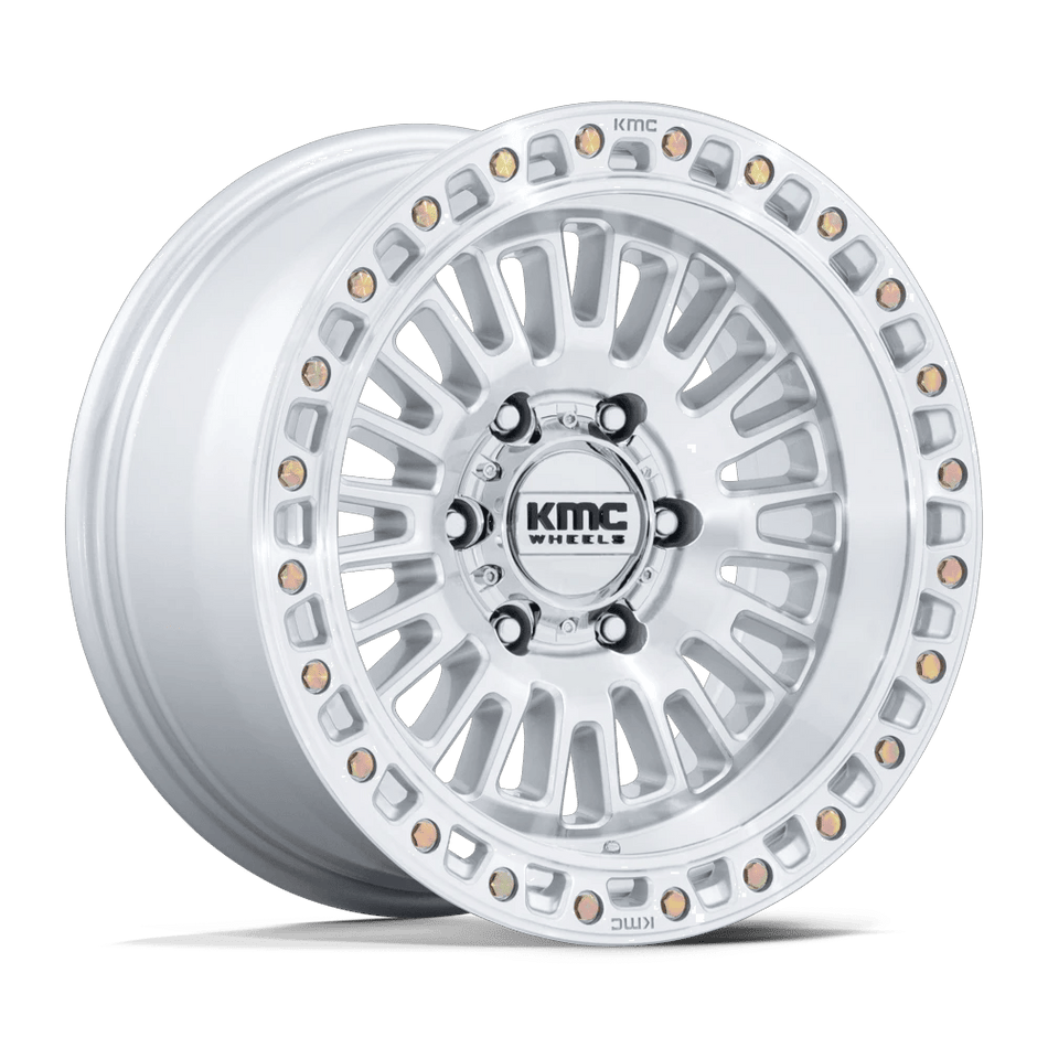KMC KM554 AZTEC 17x8.5 ET25 6x120 Gloss Silver w/ Machined Face