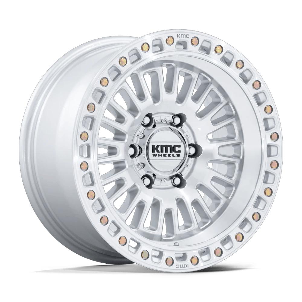 KMC KM554 AZTEC 17x8.5 ET25 6x139.7 Gloss Silver w/ Machined Face