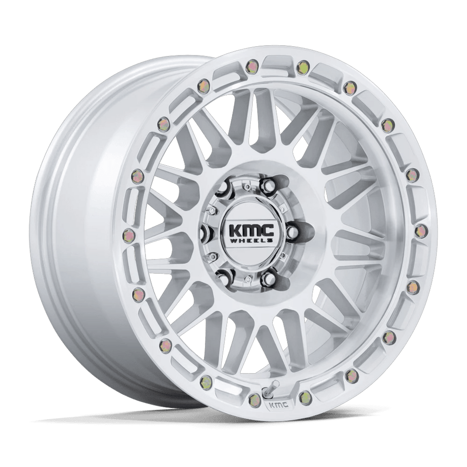 KMC KM555 ATTACK 17x8.5 ET-10 5x127 Gloss Silver w/ Machined Face