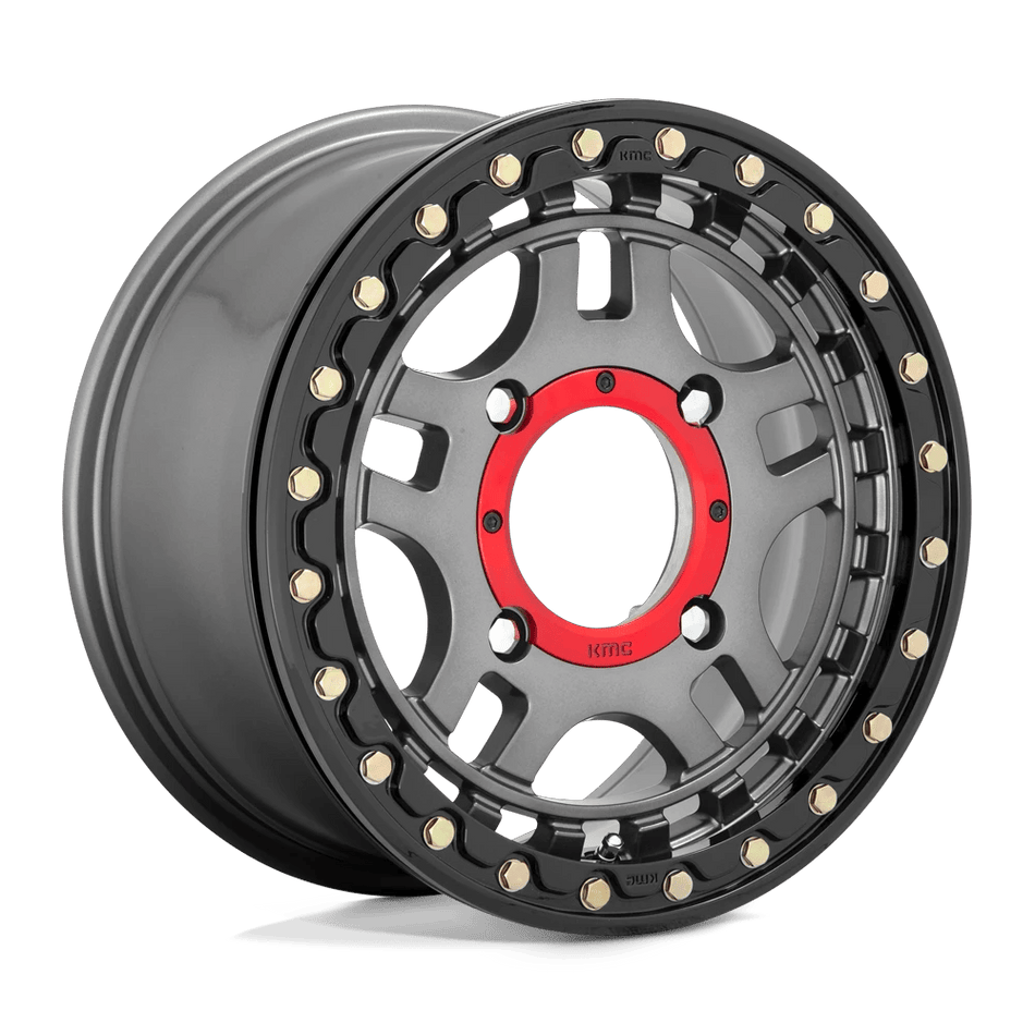 KMC Powersports KS240 RECON UTV BEADLOCK 15x7 ET38 4x156 Gunmetal w/ Gloss Black Ring