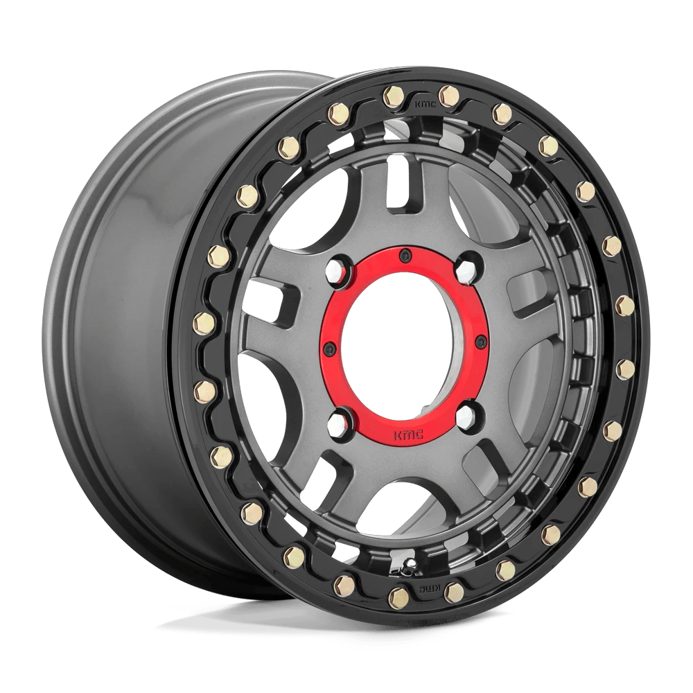 KMC Powersports KS240 RECON UTV BEADLOCK 15x7 ET38 4x137 Gunmetal w/ Gloss Black Ring