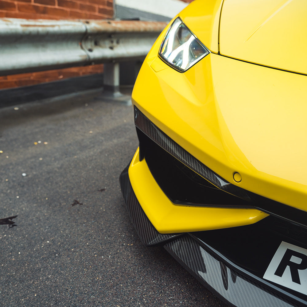 LAMBORGHINI HURACAN LP-610 CARBON FIBRE FRONT BUMPER TRIM - CT DESIGN-Accessories-CT CARBON-CT Carbon - High-quality carbon fiber and gloss black aerodynamic parts for premium sports and luxury vehicles.