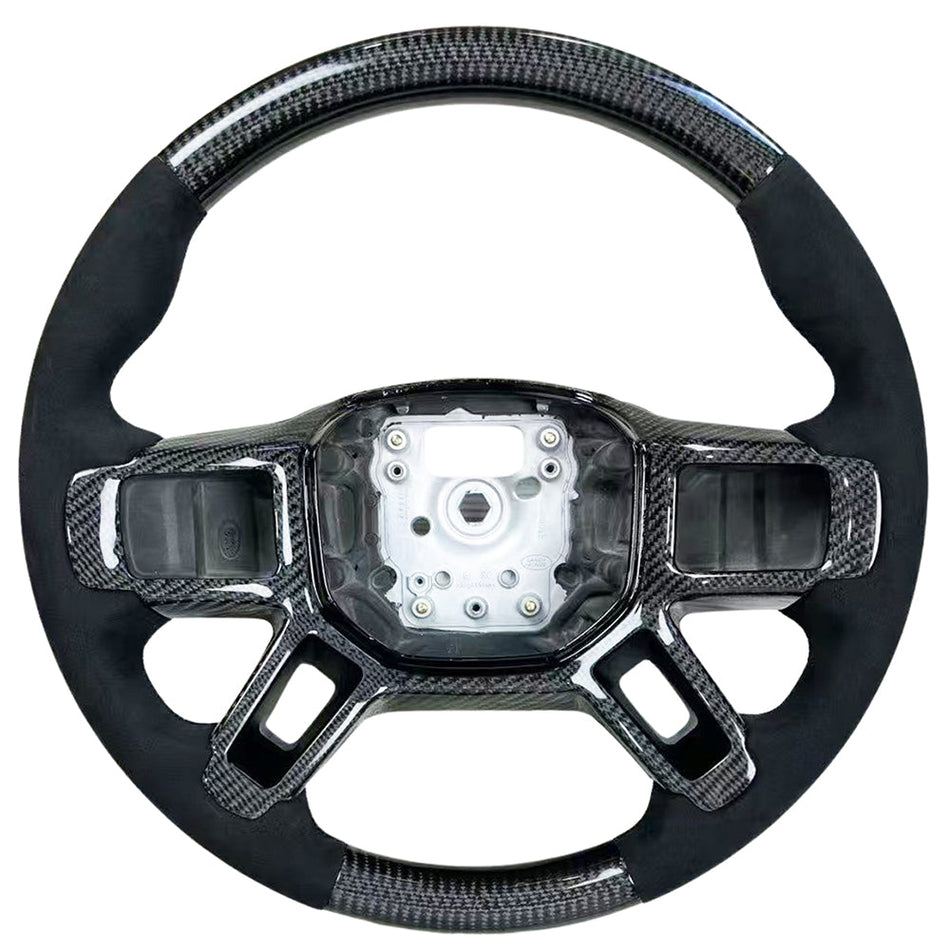 LAND ROVER DEFENDER L663 CARBON FIBRE / ALCANTARA CUSTOM STEERING WHEEL