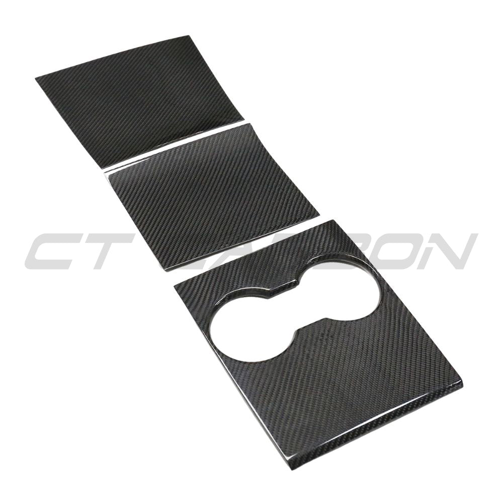 TESLA MODEL 3 2017-2023 CARBON FIBRE CENTRE CONSOLE ADD ON-Accessories-CT CARBON-CT Carbon - High-quality carbon fiber and gloss black aerodynamic parts for premium sports and luxury vehicles.