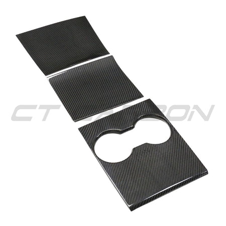TESLA MODEL 3 2017-2023 CARBON FIBRE CENTRE CONSOLE ADD ON-Accessories-CT CARBON-CT Carbon - High-quality carbon fiber and gloss black aerodynamic parts for premium sports and luxury vehicles.