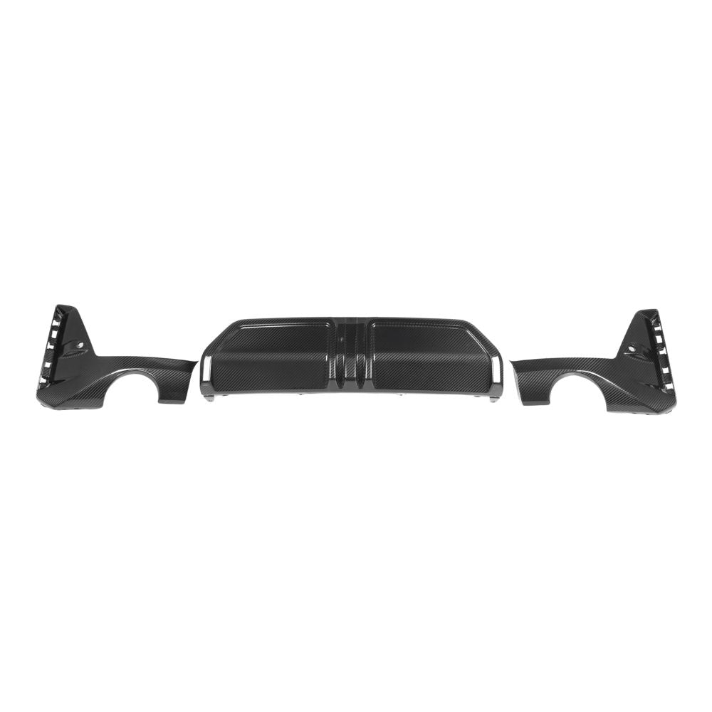 BMW 3 SERIES G20/G21 CARBON FIBRE DIFFUSER - ROUND TIPS - MP-Diffuser-CT CARBON-CT Carbon - High-quality carbon fiber and gloss black aerodynamic parts for premium sports and luxury vehicles.