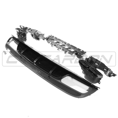 BLAK BY CT Diffuser MERCEDES C-CLASS SALOON/ESTATE W205 GLOSS BLACK DIFFUSER & BLACK TIPS