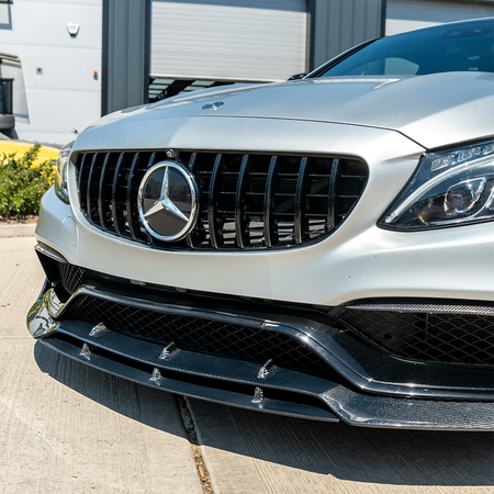 MERCEDES C63 W205 COUPE CARBON FIBRE SPLITTER - B-STYLE-Splitter-CT CARBON-CT Carbon - High-quality carbon fiber and gloss black aerodynamic parts for premium sports and luxury vehicles.