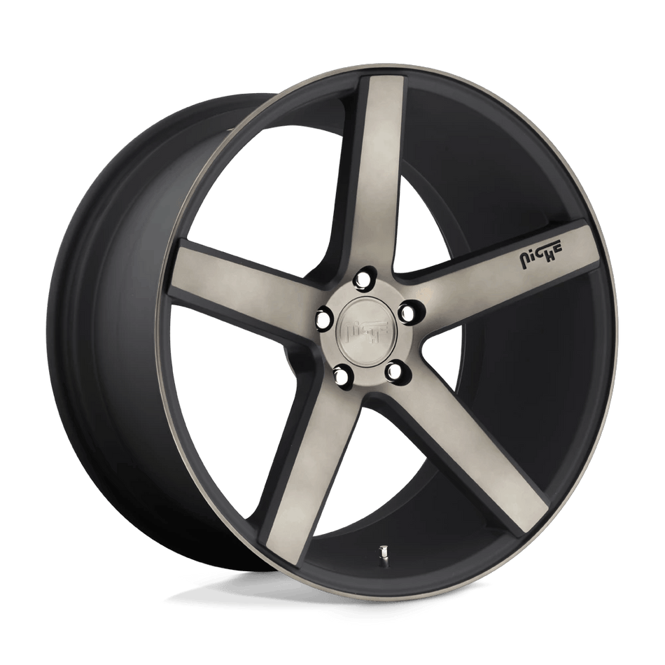 Niche 1PC M134 MILAN 22x10 ET50 5x130 Matte Black Machined w/ Double Dark Tint