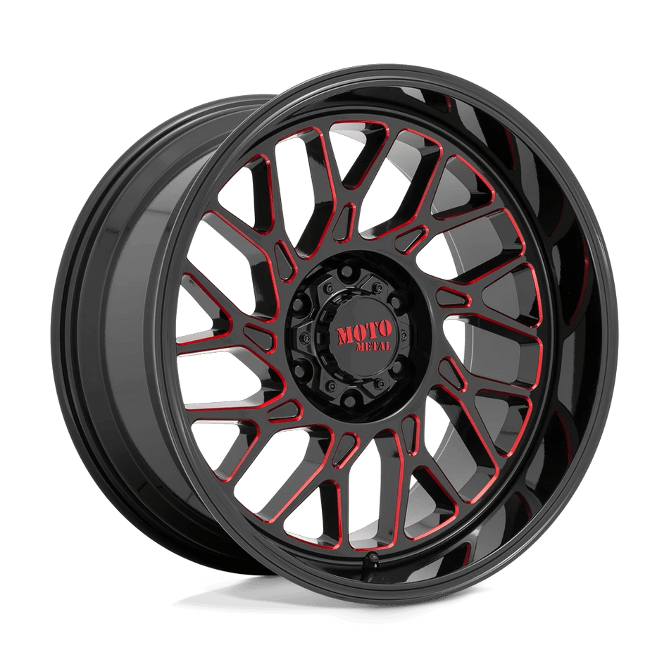 Moto Metal MO805 22x10 ET-18 5x127 Gloss Black Milled w/ Red Tint