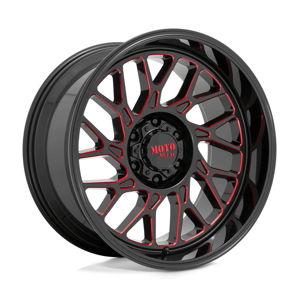Moto Metal MO805 22x10 ET-18 6x135 Gloss Black Milled w/ Red Tint